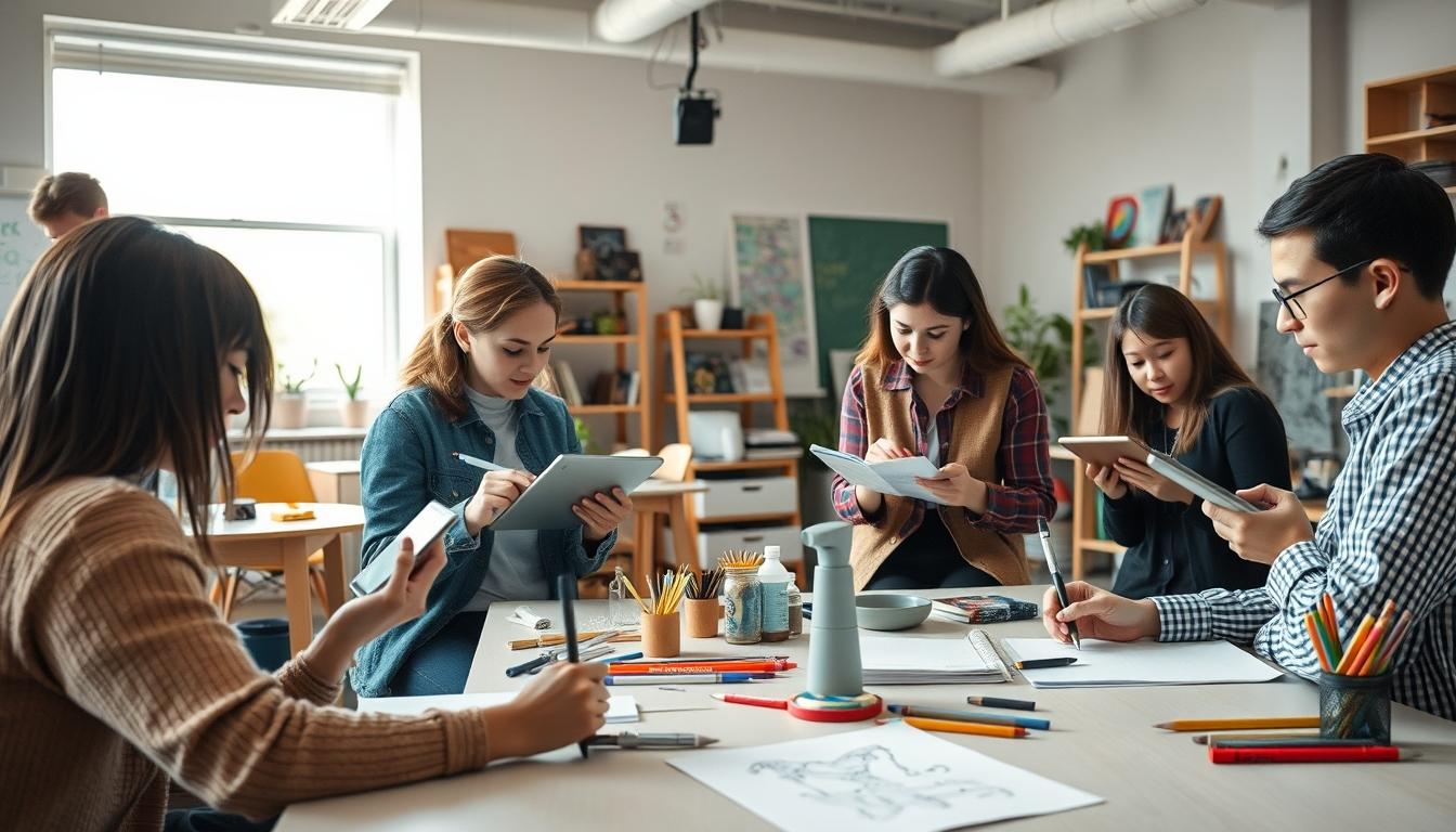 Student using learning strategies while studying