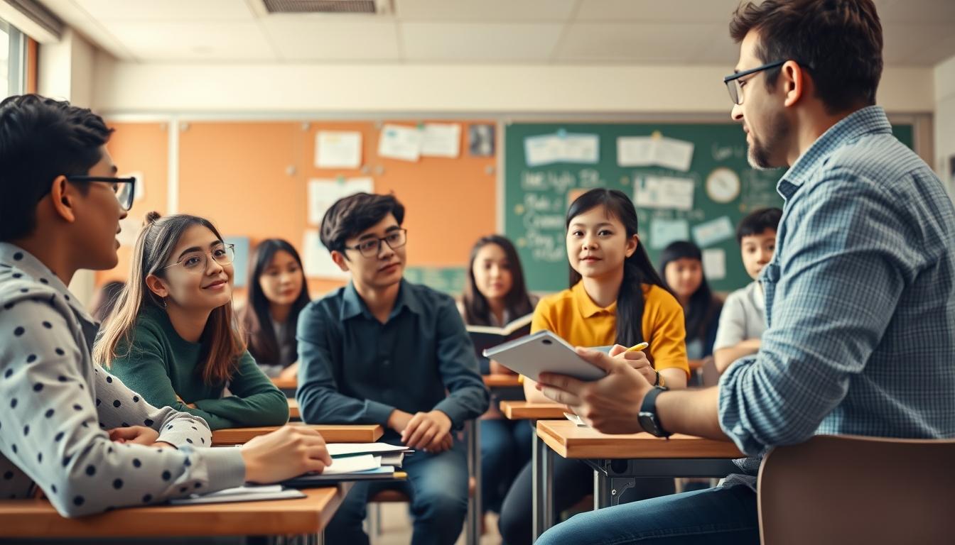 Student using a study guide to organize academic notes